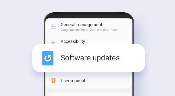Smartphone with simulated close-up of Software Updates button