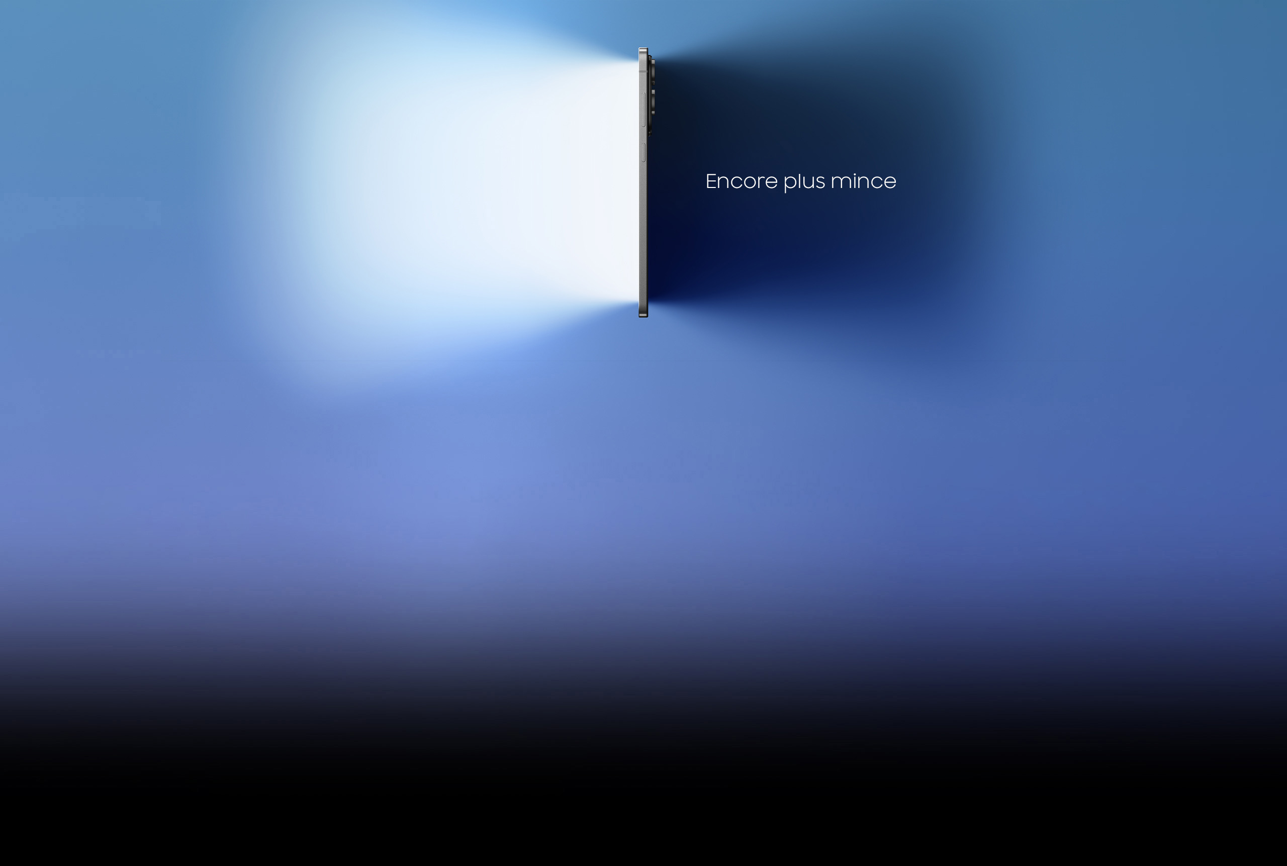 Un Galaxy S25 Edge vu à partir du côté du bouton Allumer. Galaxy AI Encore plus mince