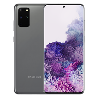 هاتف +Galaxy S20 بلون رمادي كوزمك من الأمام و الخلف