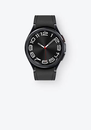 Black-värinen 43 millimetrin Galaxy Watch6 Classic.