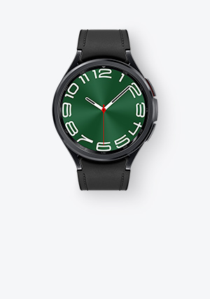 Black-värinen 47 millimetrin Galaxy Watch6 Classic.