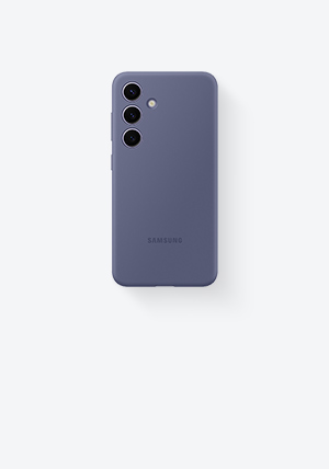 Galaxy S24 Violet-värinen Silicone Case -kotelo asennettuna.