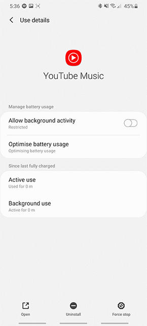 Toggle on Allow background activity