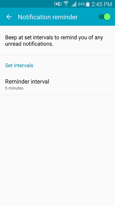 Toggle the Notification Reminder on or off