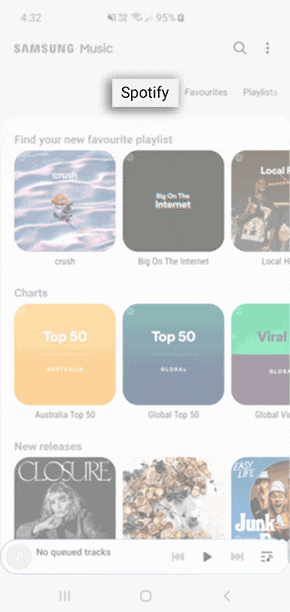 Samsung Music categories