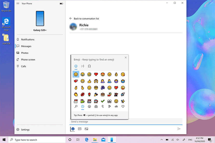 Accessing Emoji keyboard, GIFS and Gallery