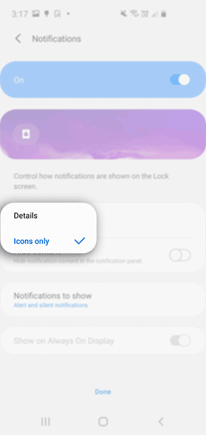 Select details or icons only