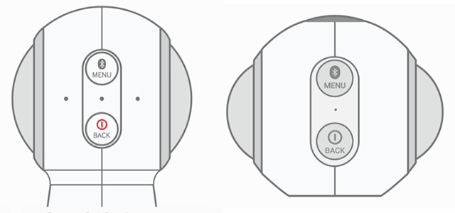 Die LED-Anzeige der Gear 360 und Gear 360 (2017) werden angezeigt.