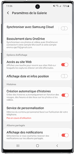 Synchroniser la Galerie de vos photos avec votre Samsung Cloud