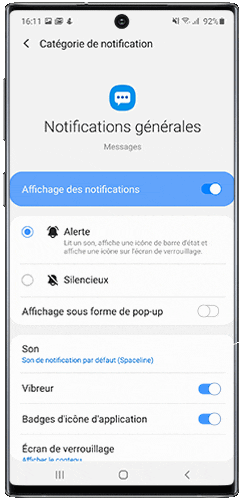 Activer l'option Affichage sous forme de pop-up pour afficher les notifications sous forme de fenêtre contextuelle