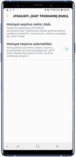 Paslinkite „Atsisiųst naujinius automatiškai“ norėdami suaktyvinti