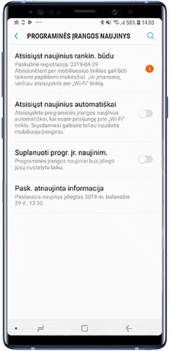 Suaktyvinkite „Atsisiųst naujinius automatiškai“ slinkdami slankiklį