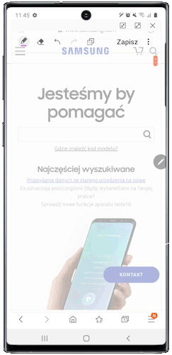 Napisz notatkę przy pomocy rysika S Pen, następnie dotknij ikonę transparentności I przesuń suwak w lewo lub w prawo, żeby dostosować transparentność