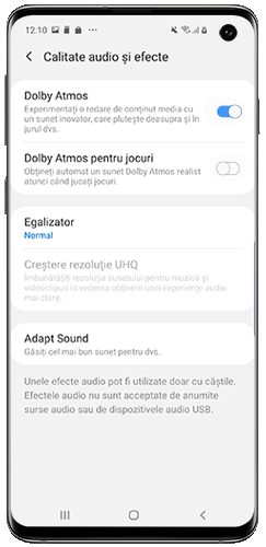 Glisați butonul de comutare Dolby Atmos pentru jocuri