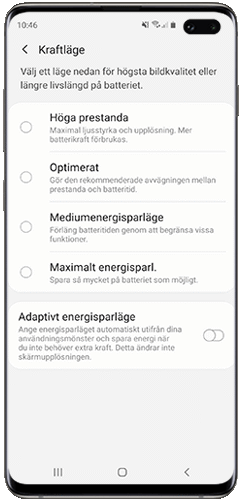 Välj Maximalt energisparläge