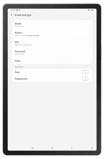Tap switch to register fingerprint on tab