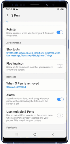 Tap S Pen and slide the switch to activate the Floating icon