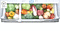 Picto Dual Temp & Single Temp présent, Single Temp est activé. La partie froide contient de la viande, la fraîche des légumes.