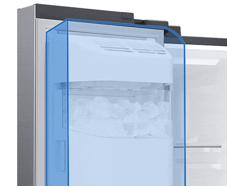 Libérez plus d'espace pour stocker plus de nourriture, tout en ayant suffisamment de glace grâce à une machine à glace intérieure.