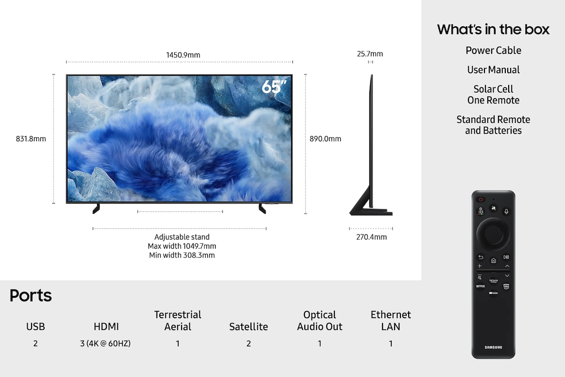 65" QLED Q8F 4K Vision AI Smart TV (2025) Titanium Gray
