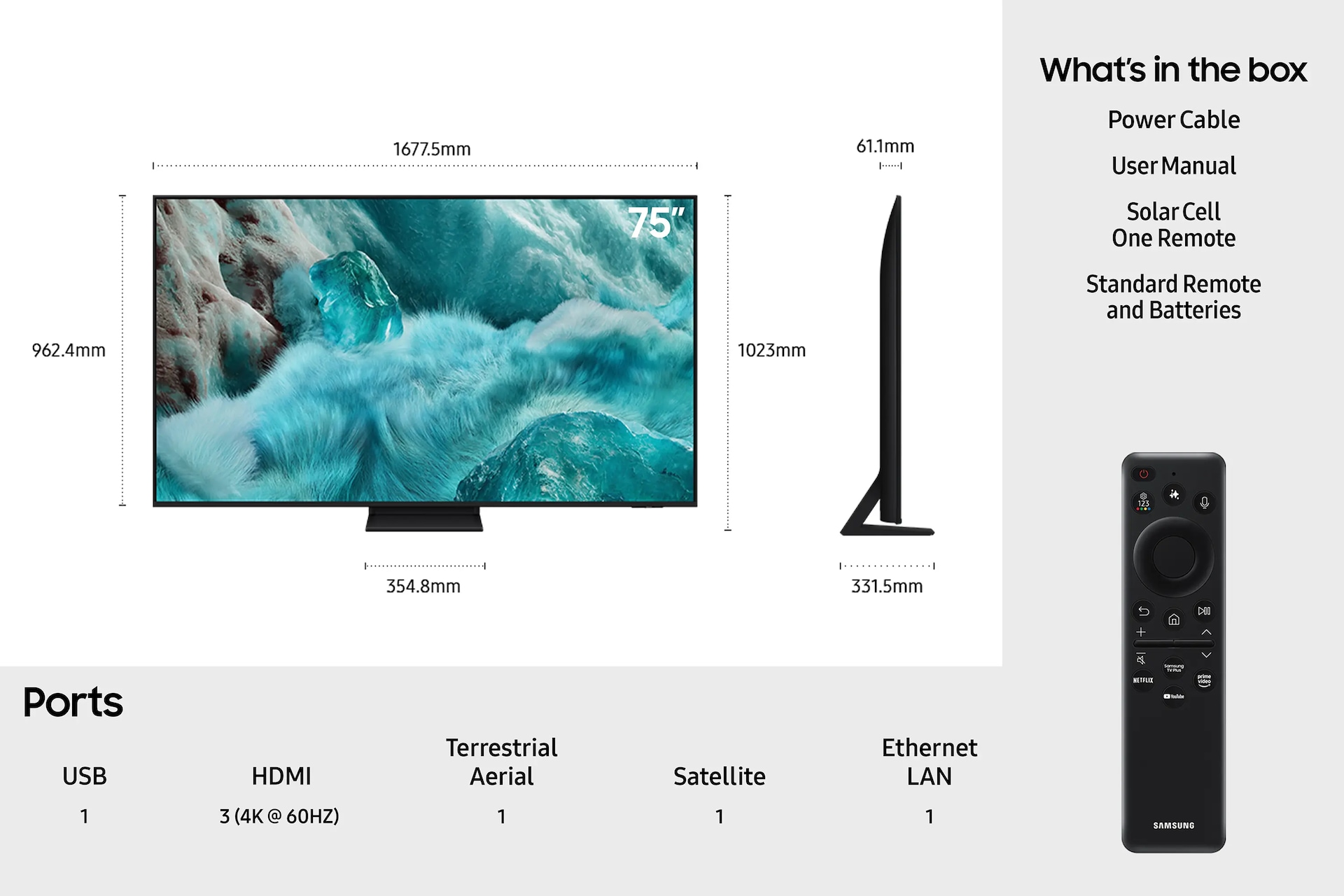 QE55Q7F5AUXXU , 75" QLED Q7F5 4K Vision AI Smart TV (2025)