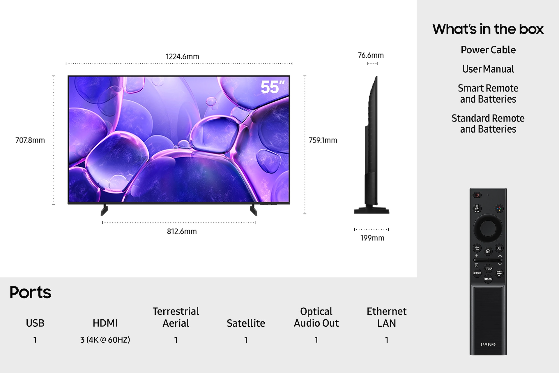 55" Crystal UHD U8000F 4K Smart TV (2025) Black, 55" Crystal UHD U8000F 4K Smart TV (2025)