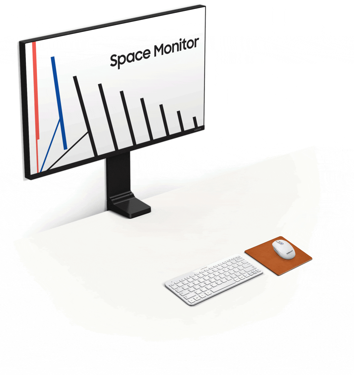 Regulowany stojak HAS w monitorach Samsung Space LSR750 pozwala dostosować pozycję ekranu, co zapewnia komfortowe użytkowanie