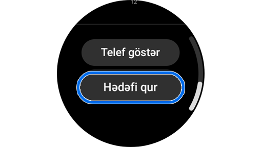 Addım sayı vidcetində "Hədəfi qur" düyməsi.