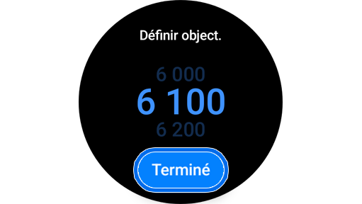 Écran pour définir l'objectif de pas.