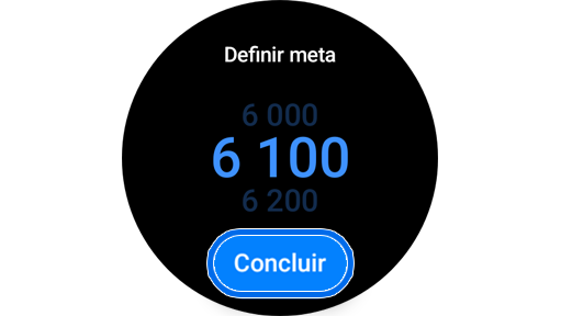 Ecrã para definir a meta de passos.