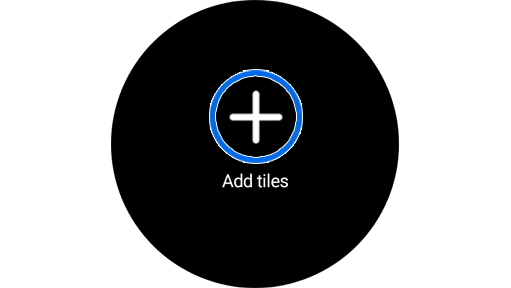 Galaxy Watch ပေါ်တွင် Add tiles မျက်နှာပြင်။