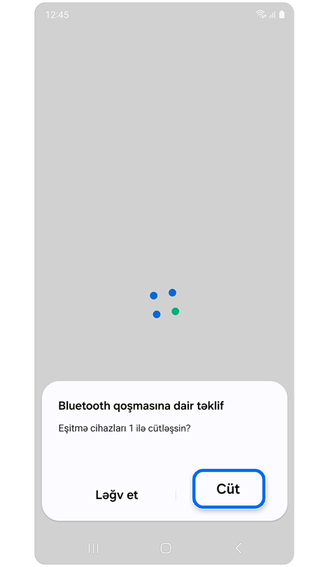 Bluetooth cütləşdirmə sorğusu popup pəncərəsi