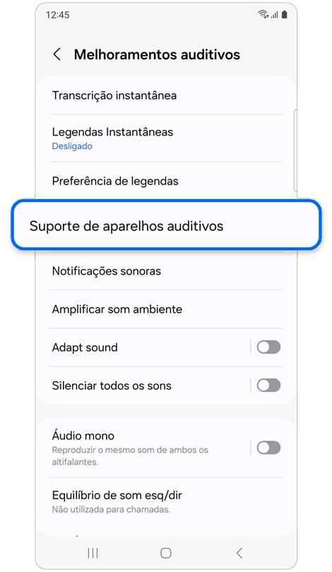Funcionalidades de melhoramento auditivo
