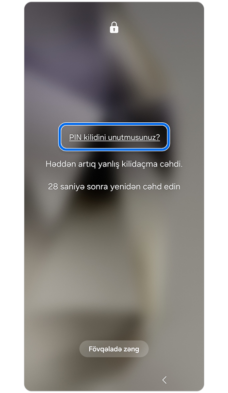 Ekran kilidinin bərpası linkindən ibarət ekran.