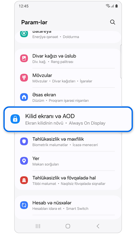 Param-lər əsas ekranı
