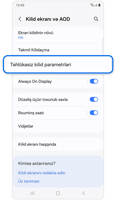 Kilid ekranı və AOD ekranı.