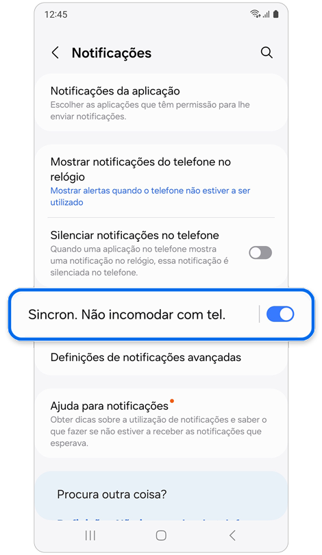 Ecrã inicial Notificações.