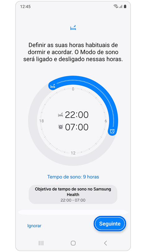 Definições de dormir e acordar para o modo Dormir.