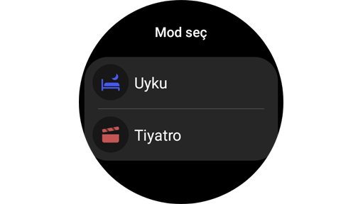 Galaxy Watch'da mod seçimi ekranı