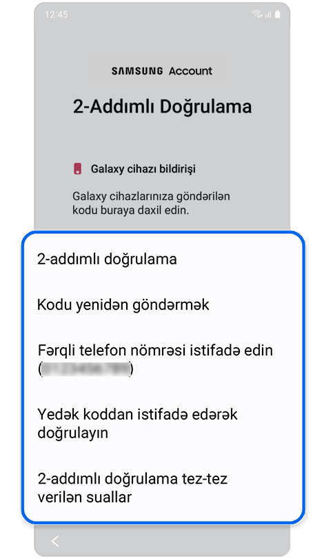 2 addımlı avtorizasiya seçimləri