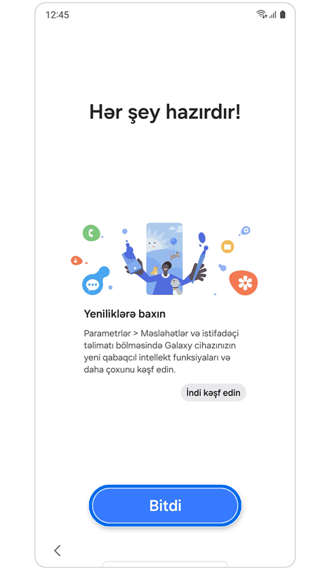 Samsung Hesabının quraşdırılması tam ekranı