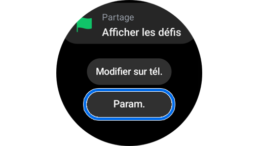 Écran des options associées à l’application Samsung Health sur une Galaxy Watch.