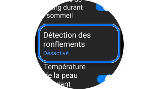 Écran du menu sommeil de l’application Samsung Health sur une Galaxy Watch.