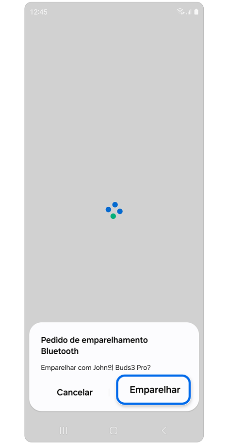 Pedido de emparelhamento por Bluetooth