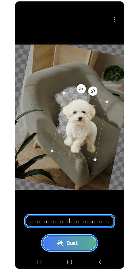 Gambar anak anjing di panel edit foto