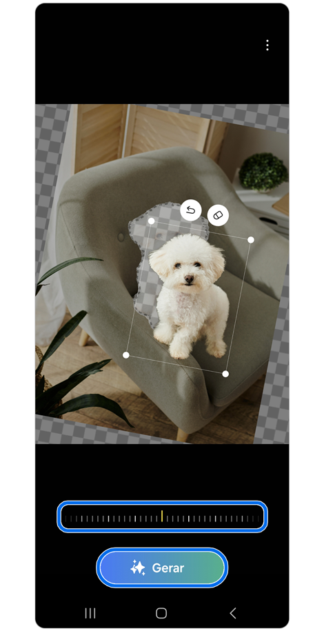Imagem de um filhote no painel de edição de fotografia