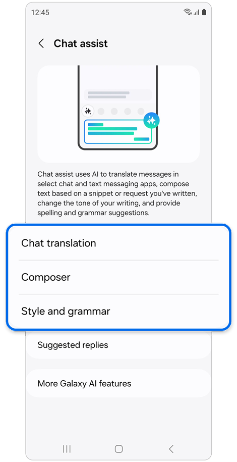 Chat assist settings page