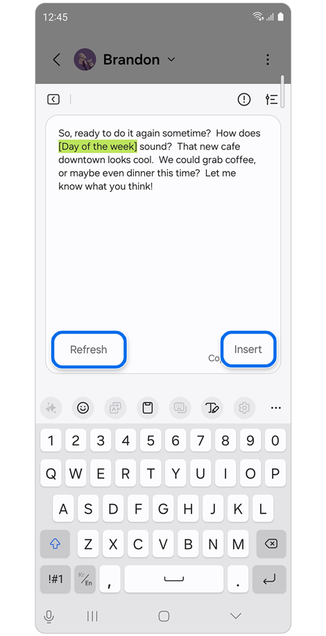 Generated text message