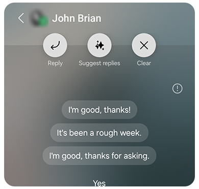 Message and suggested replies.