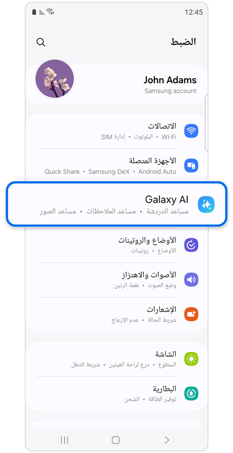 الصفحة الرئيسية للضبط